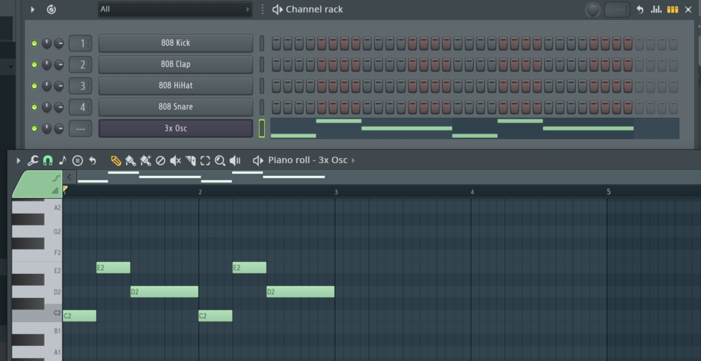 PianoRoll Bass-3xosc flstudio
