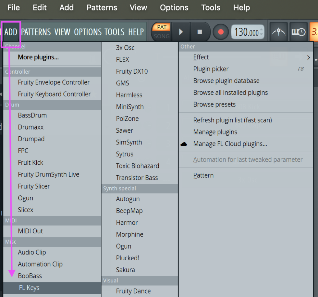 fl studio add fl keys