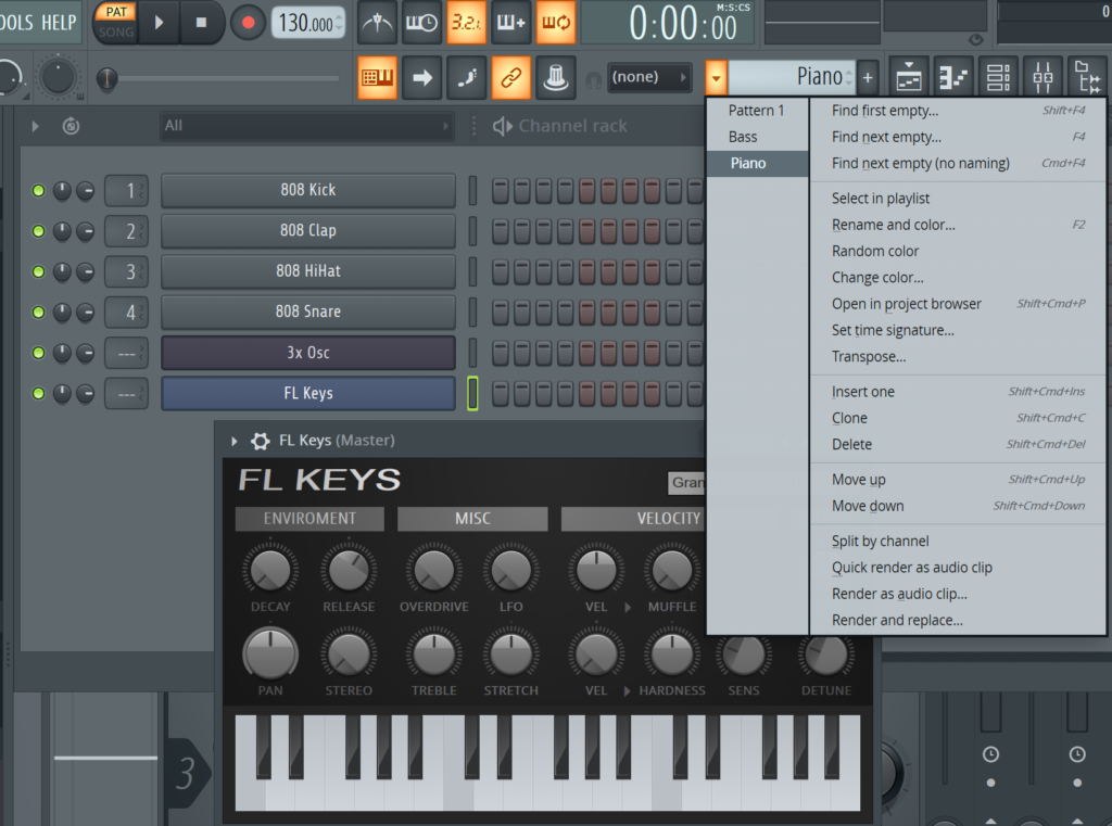 fl studio add pattern melody