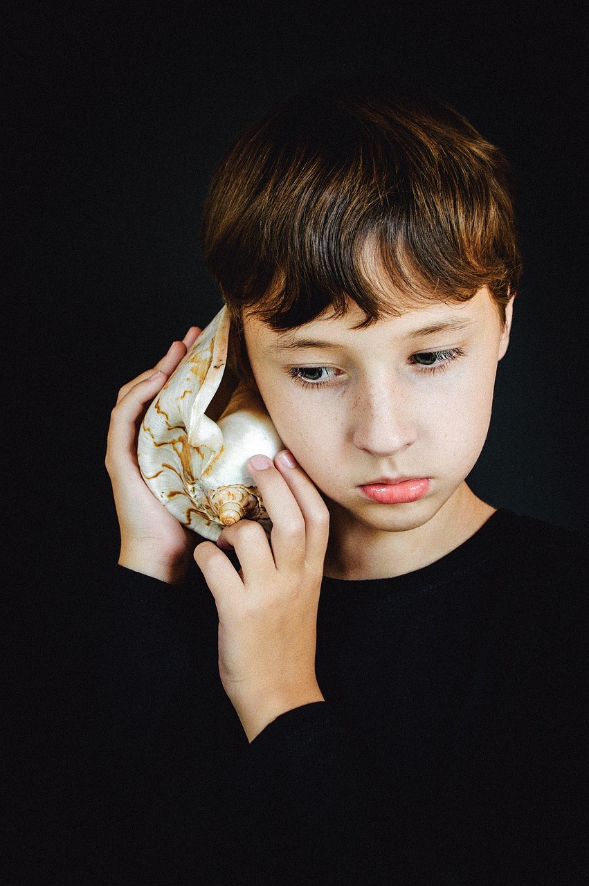 seashell, listening to, nautical, boy, baby, portrait, sea, ocean, listen to the seashell, hands, close-up, listen, kids, nature, teen, attentively, sound, hearing